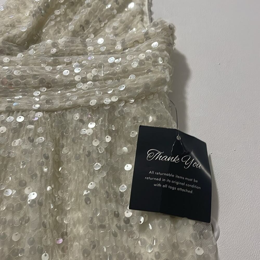 NEW Soieblu Off White Long Sequin Dress Women's Size Medium NWT - Picture 5 of 9